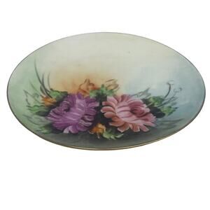 Vintage Epiag Pirken Hammer Czechoslovakia Floral Hand Painted Gold Paint Plate